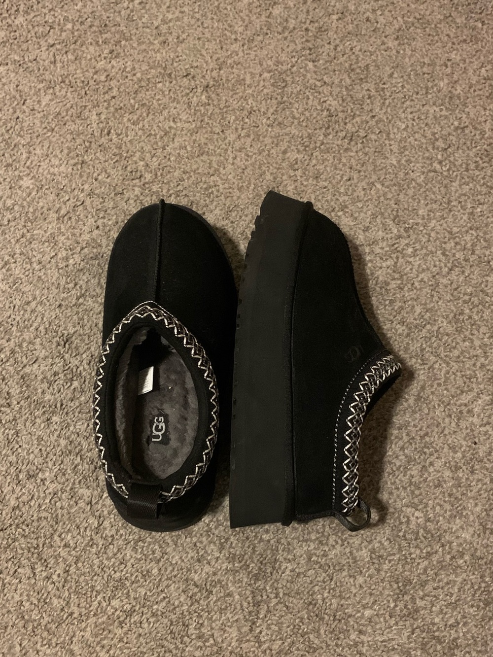 UGG Women's Black Suede Slip-On Platform Clogs